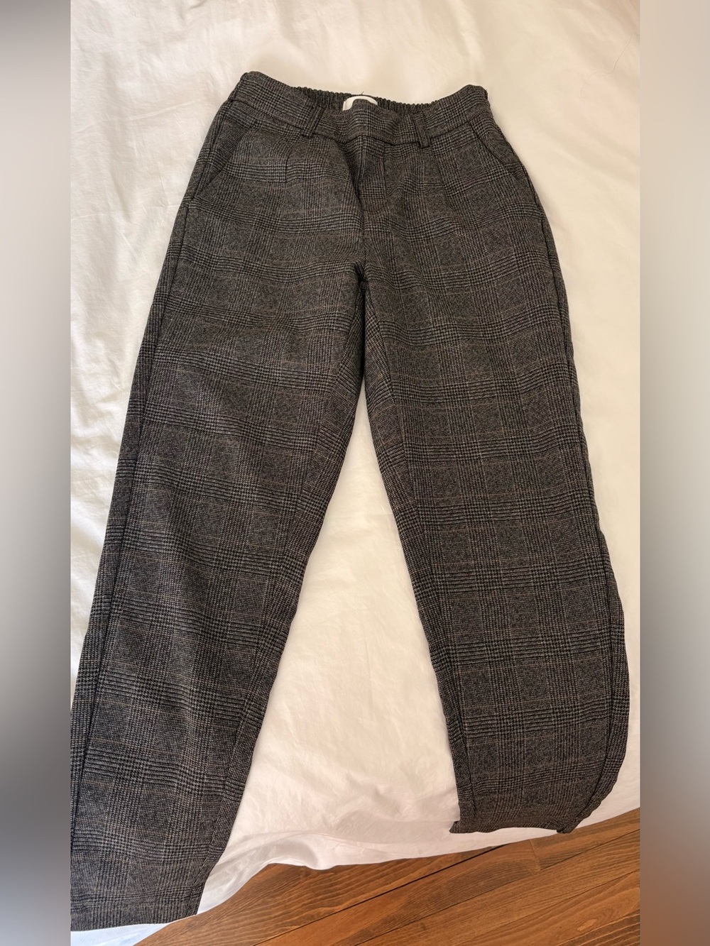 Women's Gray Plaid Tailored Pants